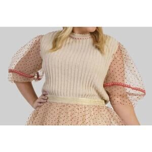 NWT Anthropologie Bl-nk London Meniya Knitted Top Ivory Size 1X